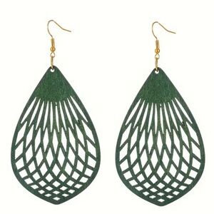St Patrick’s ray green wooden statement earrings 32